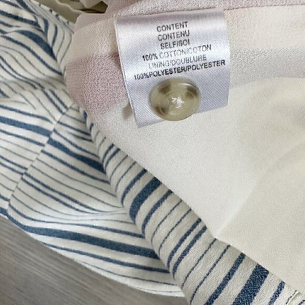 Wayf Off The Shoulder Striped Ruffle Button Up Dress Blue Cream Size Medium - Picture 10 of 12